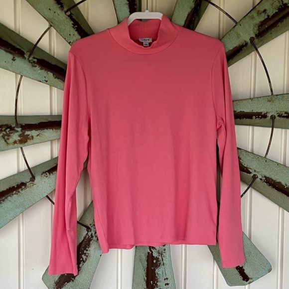 J. Crew Tops - J. Crew Women’s XXL Pink Ribbed Mock Turtleneck Top Long Sleeve Stretch NWT